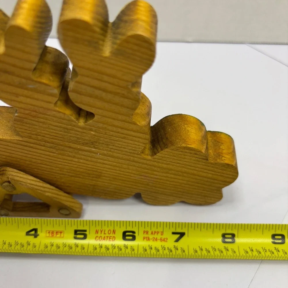 Vintage‎ Wooden Easter Bunny Carrot Seesaw Shelf Sitter Farmhouse Decor 9 Inch
